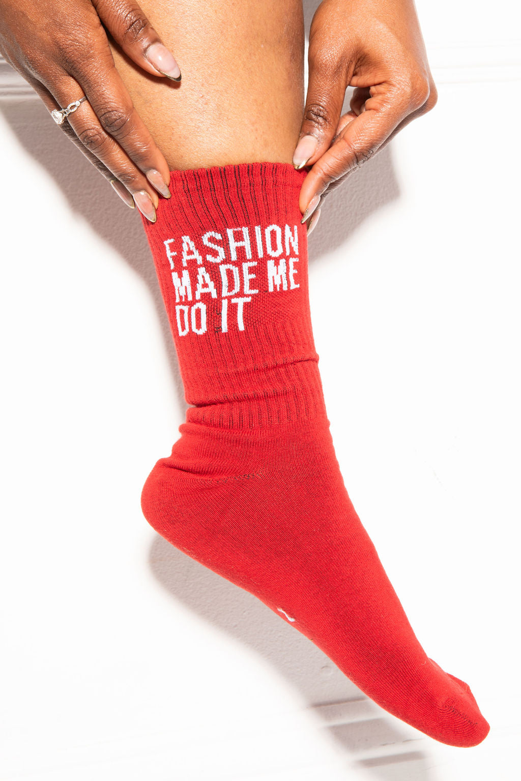 Fashion Made Me Do It Socks RED